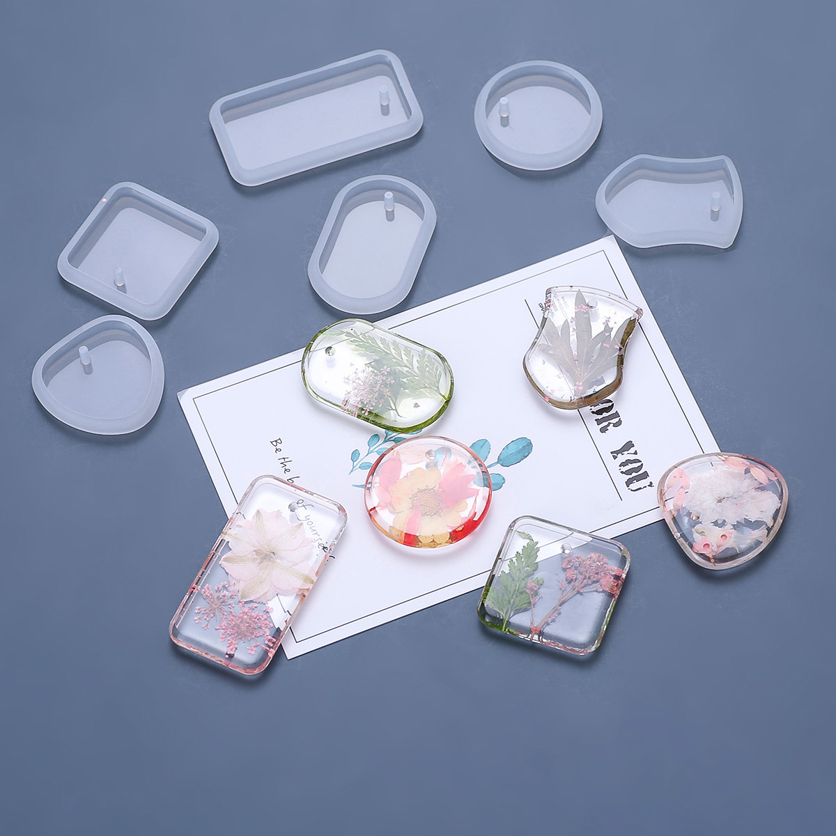Resin Jewelry Kit - 1/6/10pcs DIY Keychain Pendant Silicone Mold