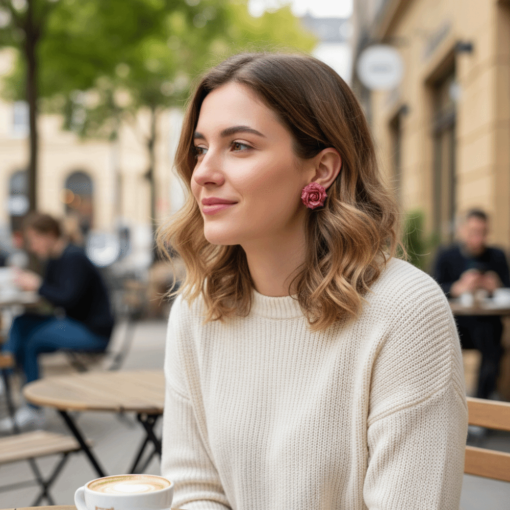 Sweet Artificial Rose Earrings - Flower Preservation Resin recension och pris