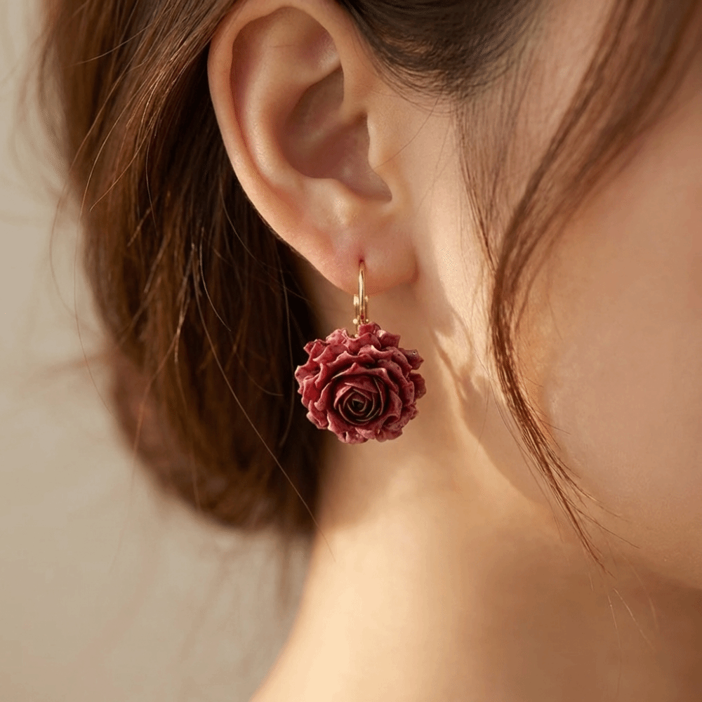 Sweet Artificial Rose Earrings - Flower Preservation Resin recension och pris